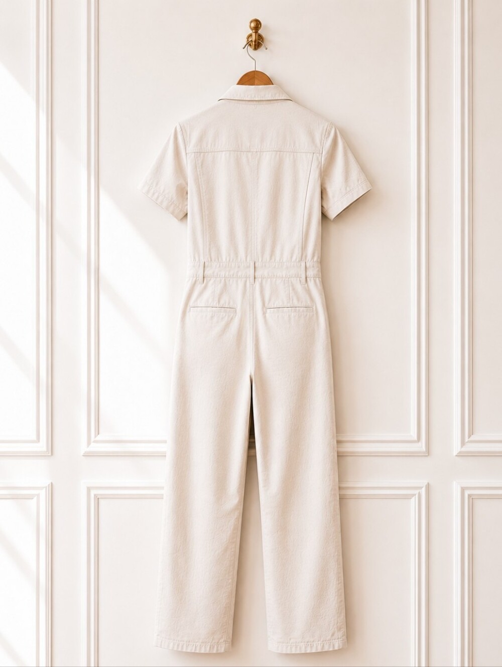 Celebrity Pink | Cream Utility Jumpsuit | Size Large | Neutral Cotton Blend - Picture 6 of 8